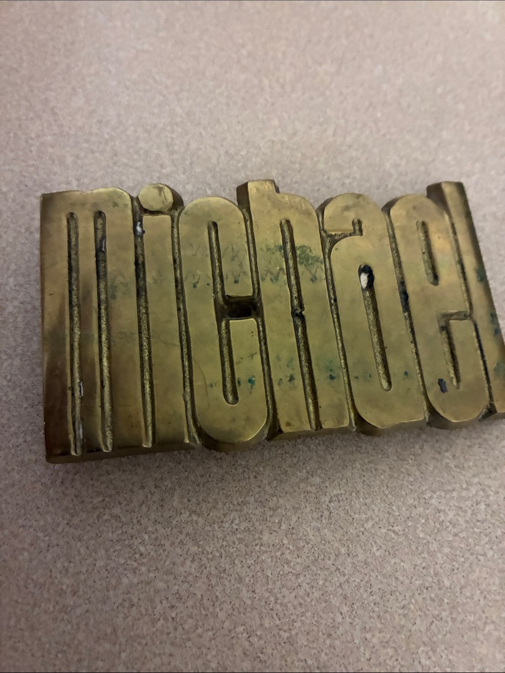 Gold-Tone 'Michael' Men's Nameplate Belt Buckle
